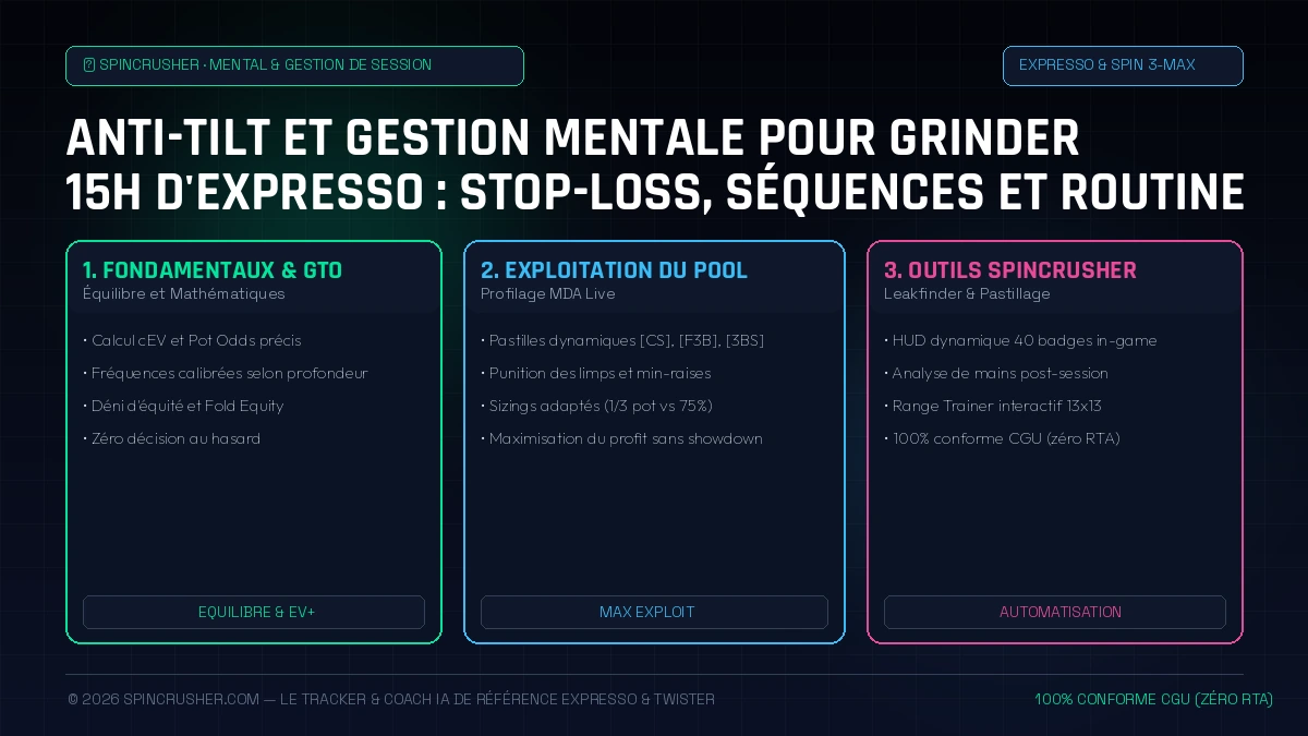 Anti-Tilt et Gestion Mentale pour Grinder 15h d'Expresso : Stop-Loss, Séquences et Routines