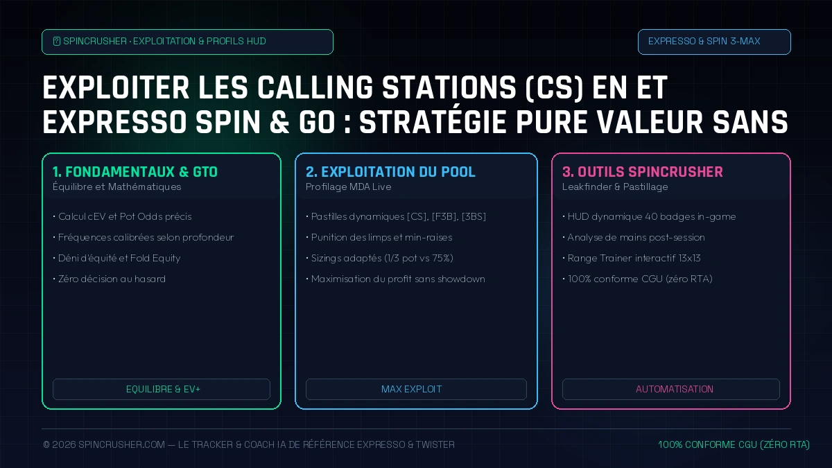 Exploiter les Calling Stations (CS) en Expresso et Spin & Go : Stratégie Pure Valeur sans Bluff